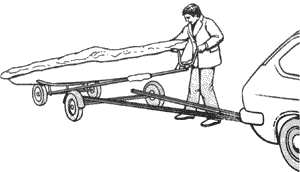 Погрузка швертбота на прицеп.