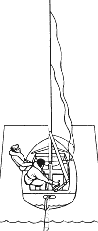 Дли остановки швертбота надо привести его в левентик.
