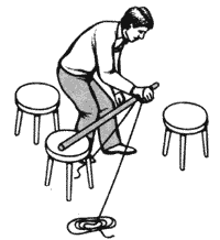 2. Зажмите гика-шкот в "задней" руке, держащей румпель, и отведите румпель от себя.