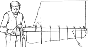 Обтягивание риф-шкентеля.