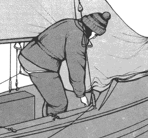 Укладка спинакера в карман. Наветренный спуск.